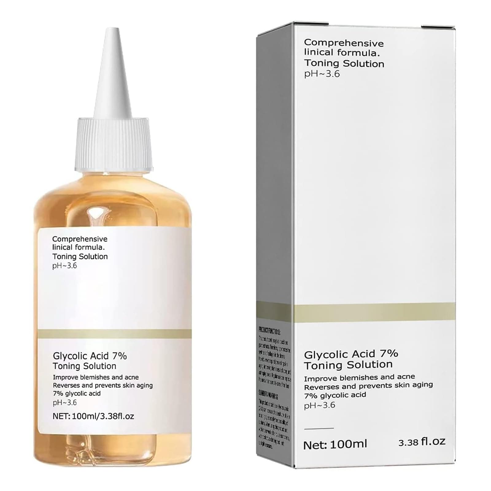 CHUANGJIA Glycolic Acid 7% Toner, Glycolic Acid 7% Toning Resurfacing Solution,Anti Aging Brighten Skin,Solution for Blemishes and Acne,Glycolic Sour 7% Toner（100ML）