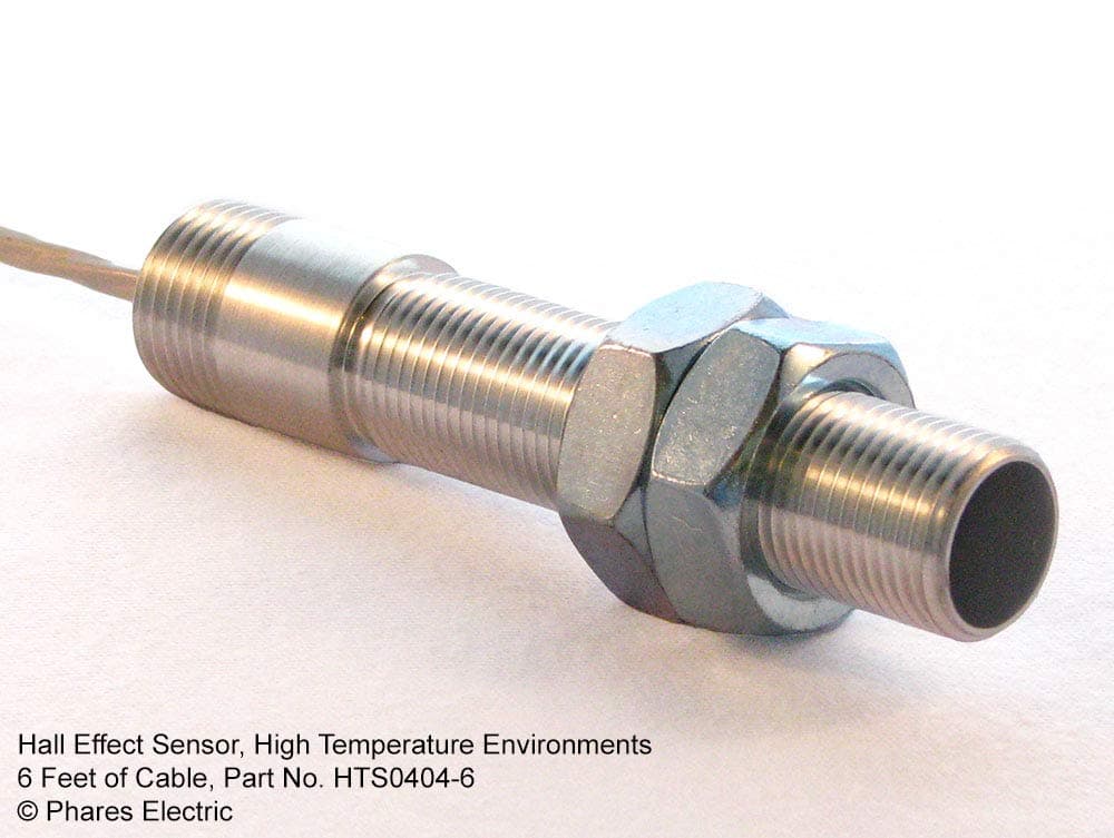 Hall Effect Sensor for High Temperature Industrial Environments, 6' Cable