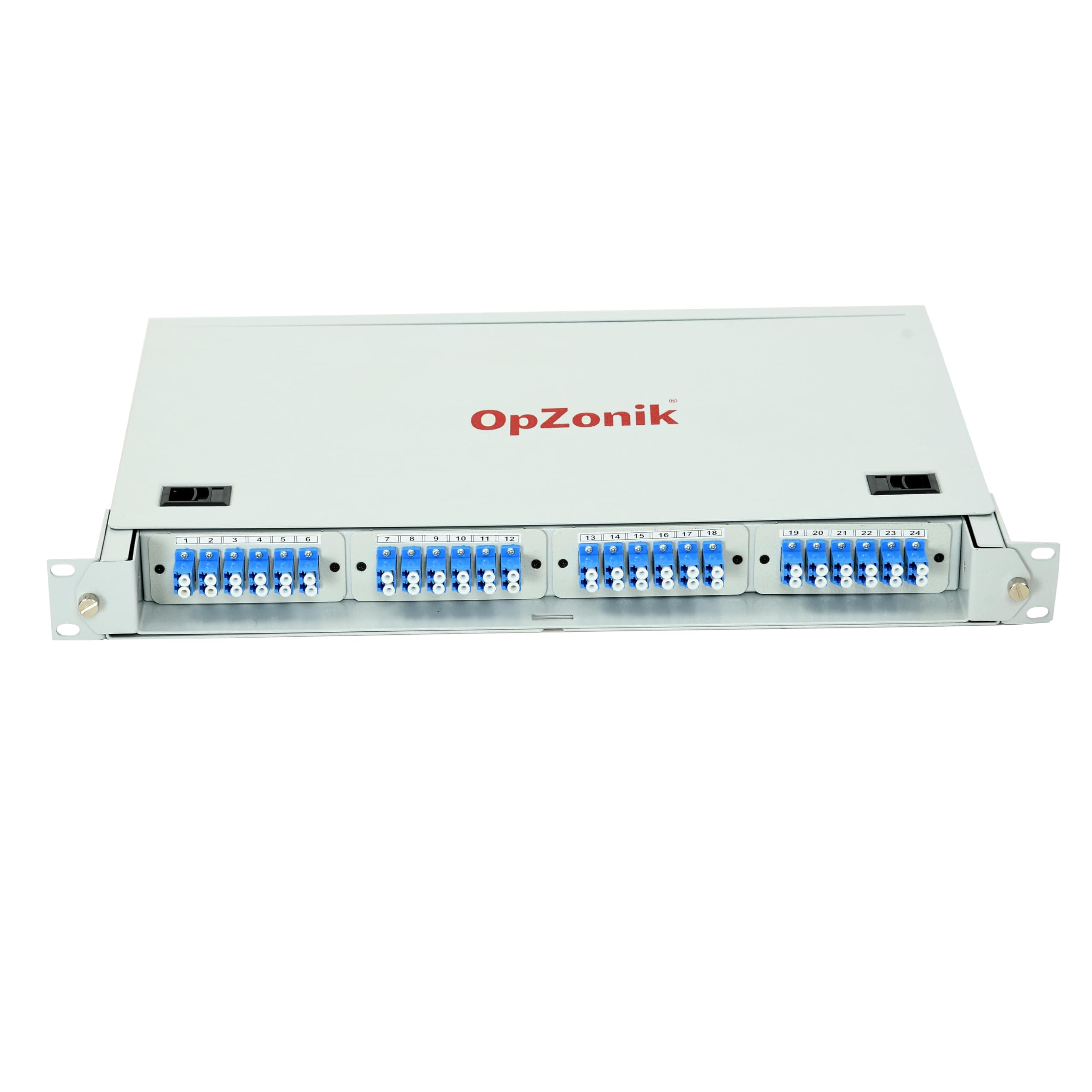 OpZonik1U Fiber Optic Patch Panel 24 Port LC Singlemode Fiber Optic Rackmount Enclosure Telescoping Sliding Style – 19” Fiber Distribution Panel