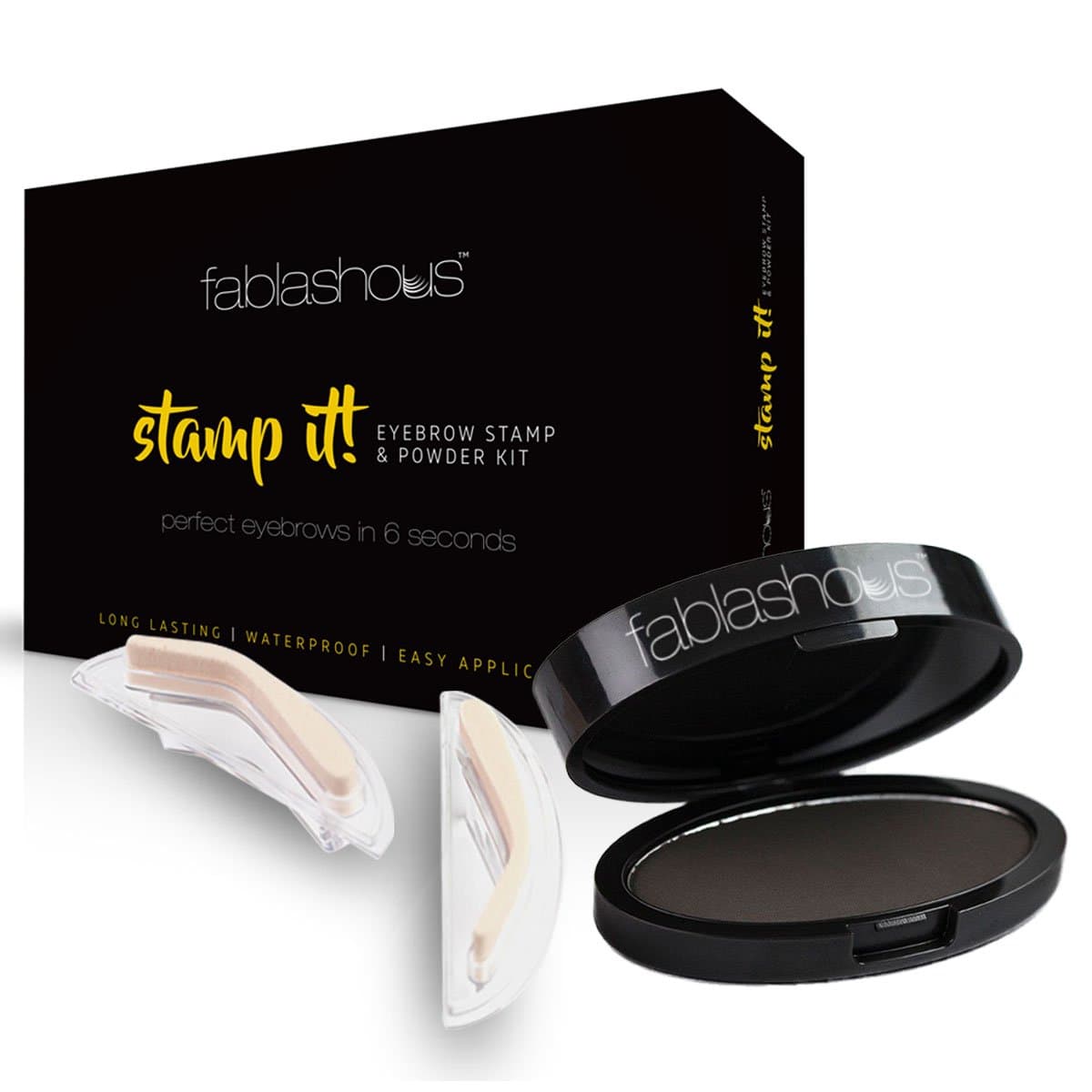 Fablashous Stamp It Eyebrow Stamp & Powder Kit Long Lasting Waterproof Easy Application (Dark Brown)
