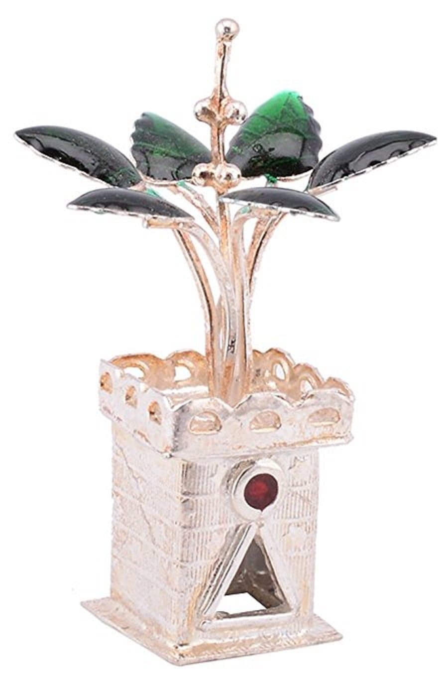 Manglam Jewel Arts Sterling Silver Tulsi Plant For Puja Ghar And Gift