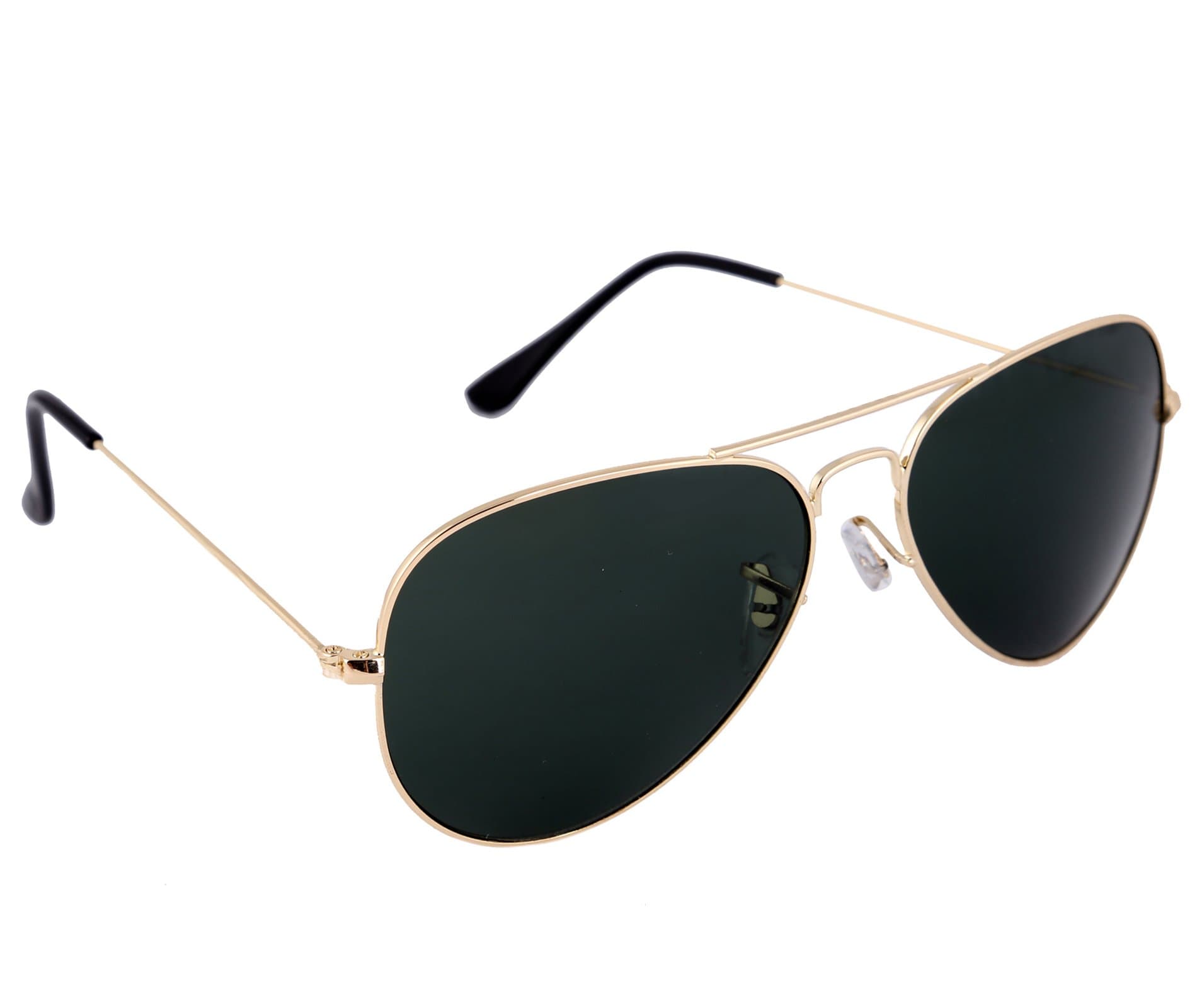 Full Rim Aviator Branded Latest and Stylish Sunglasses | 100% UV Protected | Men & Women | Medium | 3002-Gld-Blk- Pack of 1 Pc Gold