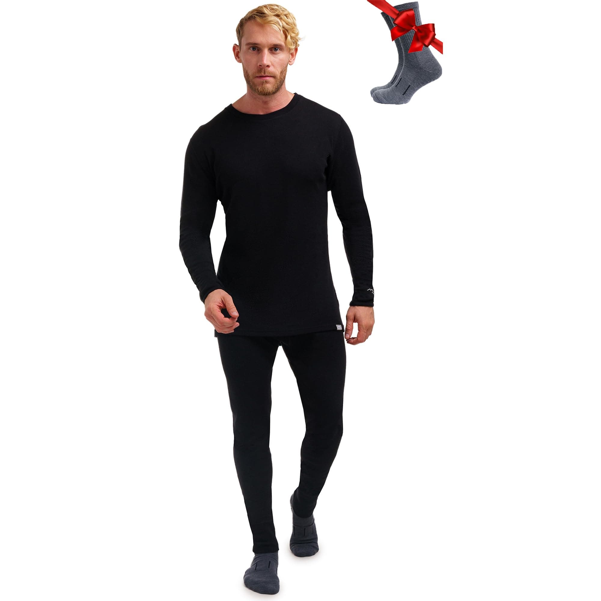 Merino.tech Merino Wool Base Layer Mens Set - Heavyweight, Midweight, Lite Merino Wool Thermal Underwear For Men Top, Bottom