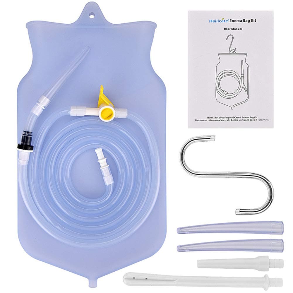 Ewinodon Easy Enema Bag kit - at home silicone approved enema system with bonus enema