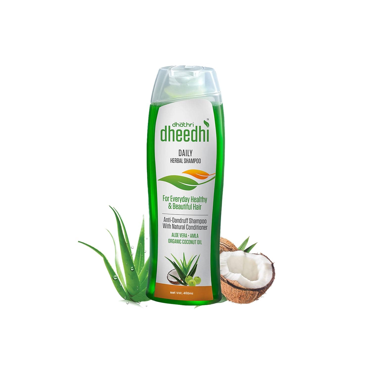 Dheedhi Daily Herbal Shampoo to Reduce Dandruff & Promote Hair Growth, Ayurvedic Shampoo to Restore Hair Shine & Strength (400ml)