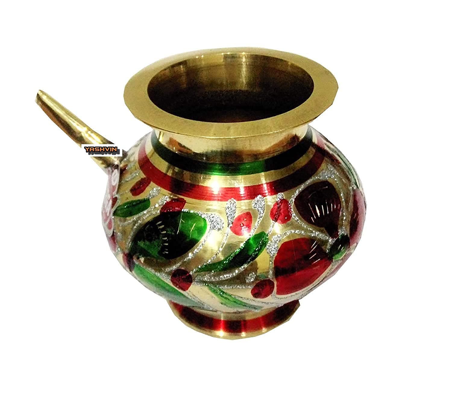 Buy Only from Veena Enterprize Meenakari Brass Karwa Chauth Lota || Karwa Lota || Karva Lota, Brass Karwa, Karwa Kalash, Pooja Kalash, Pooja Lota-Pack of 1 (Multicolor) AVA715