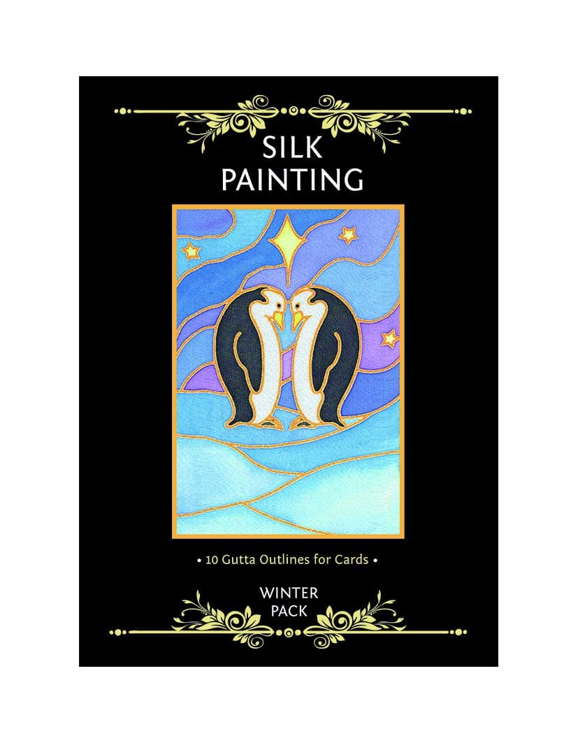 Silkcraft Silk Painting Printed Gutta Outlines - Winter Pack - 10 Designs 10x15cm Gold Gutta