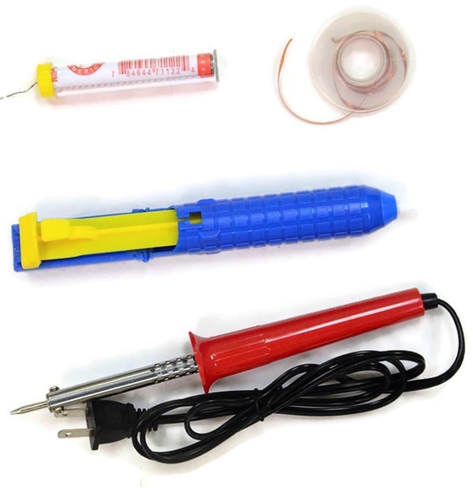 30W Listed Professional Soldering Iron Kit (Soldering Iron 30W + 7' (7 Feet) Soldering Wire 60/40 rosin core + 5' (5 Feet) Solder wick 0.1" thickness + Desoldering Pump)