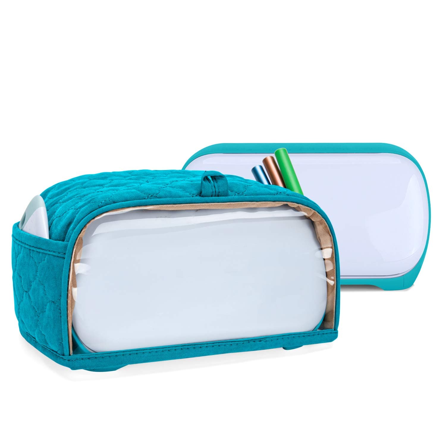 Yarwo Dust Cover Compatible with Cricut Joy Machine, Visible Cover with Side Pockets for Craft Tools, Teal (COVER ONLY)