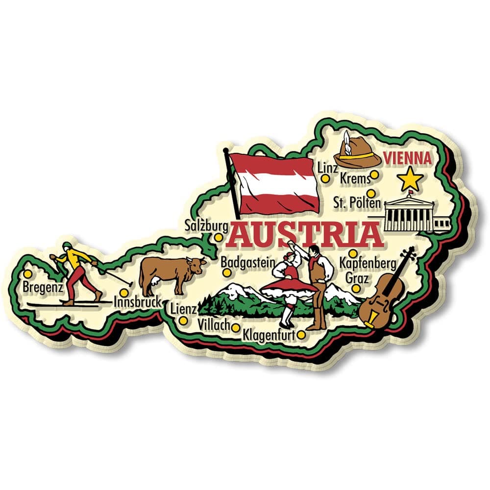 Classic Magnets Made with Pride in the USA Austria Jumbo Country Map Magnet by Collectible Souvenirs