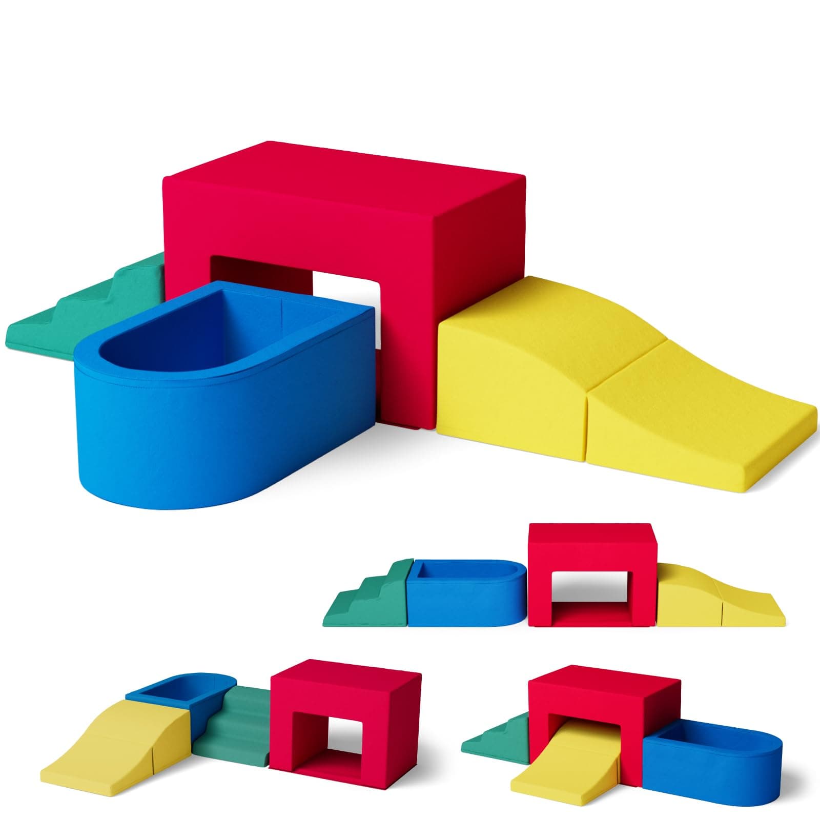 RDCMKL4-Piece Velvet & Foam Toddler Climbing Blocks for Indoor Use, Soft Play Climbing Set, Easy to Clean, Develops Gross Motor Skills & Balance, No Batteries Required