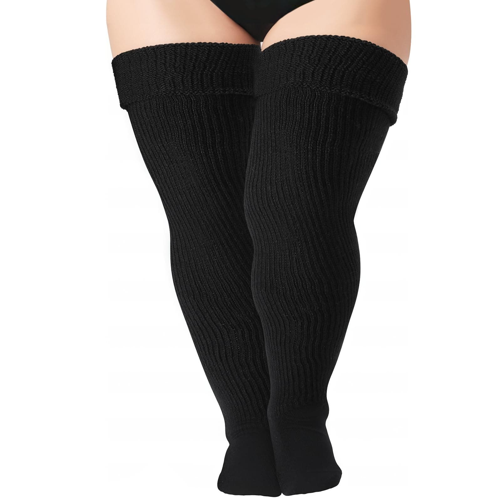 Tavaleu Plus Size Thigh High Socks for Thick Thighs - Womens Extra Long & Thick Over the Knee Knit High Socks Leg Warmers