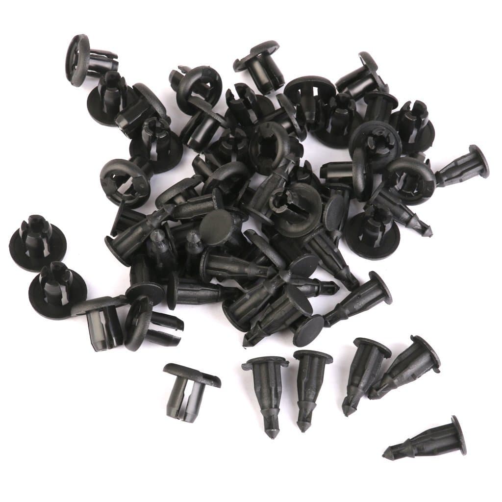 QELEC Nylon Push-Type Rivet Bumper Fender Clips for Honda 91503-sz3-003 (Black)- 50pcs (50)