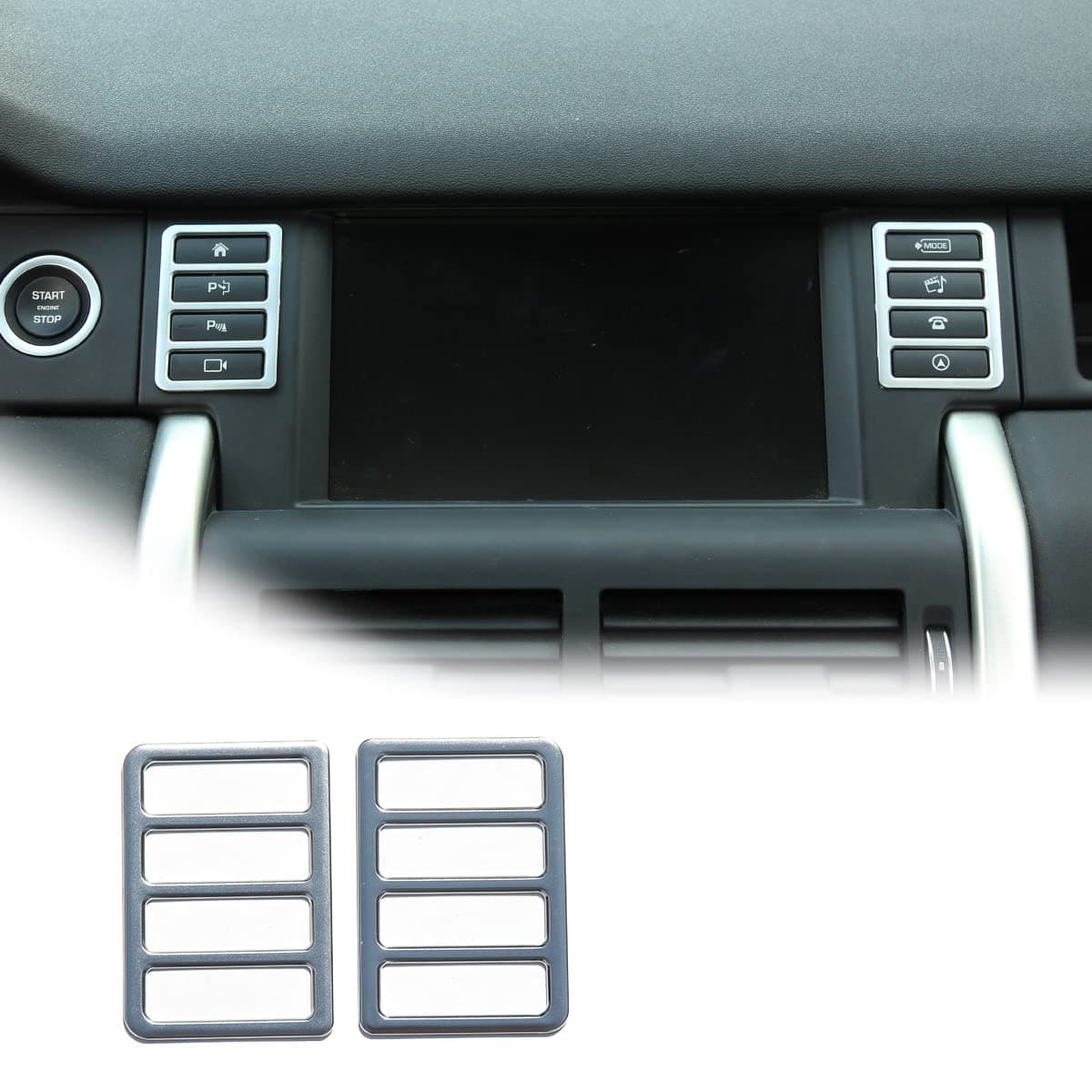 YIWANG Chrome Car Multifunction Push Button Frame Trim 2pcs For Discovery Sport (Silver)