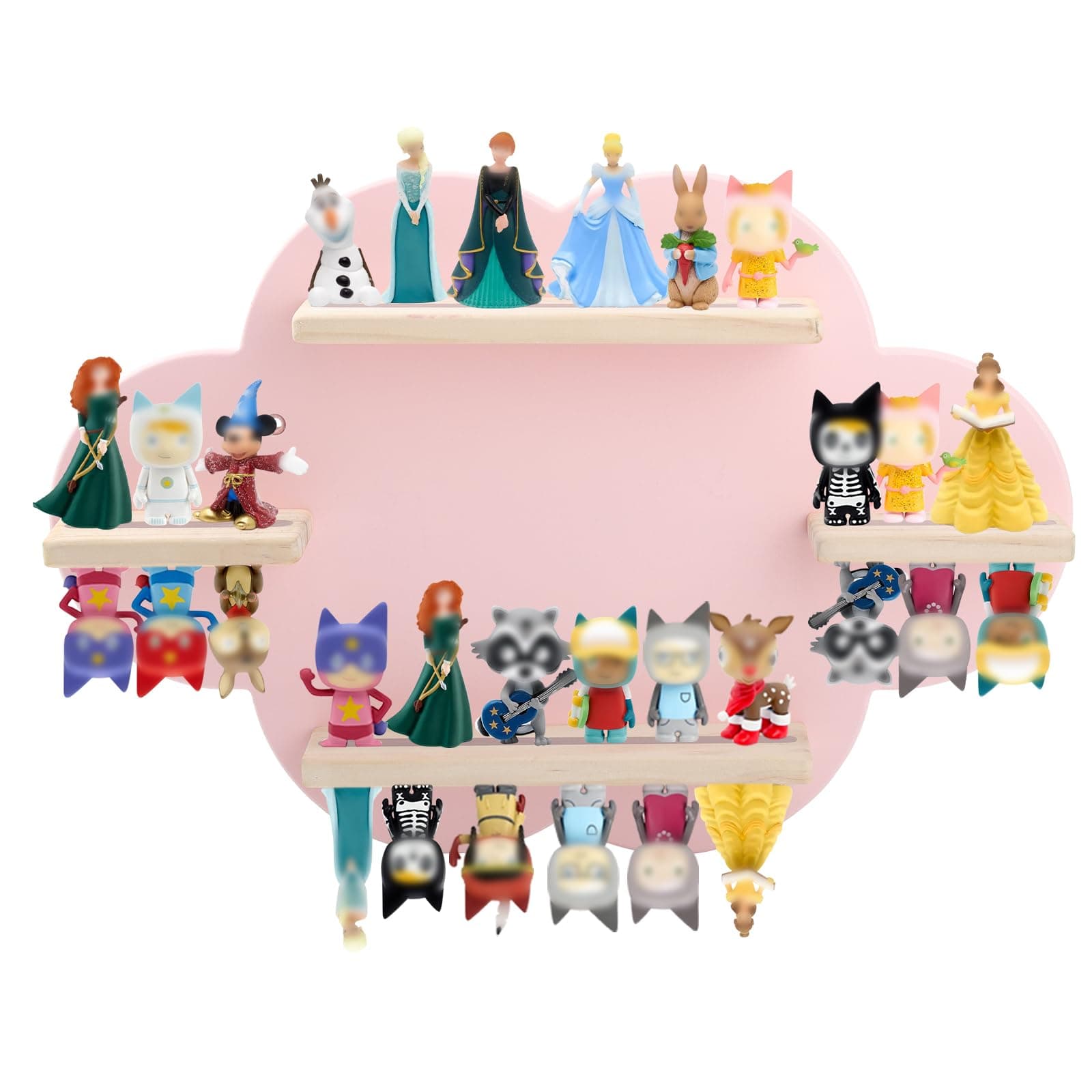 Taladad for TonieBox and Tonie Shelf Cloud,Tonies Storage for 12-20 Tonie Figures Characters Magnetic Wall Shelf for Tonies Toniebox, Charging Station (Pink-Without Box Holder)