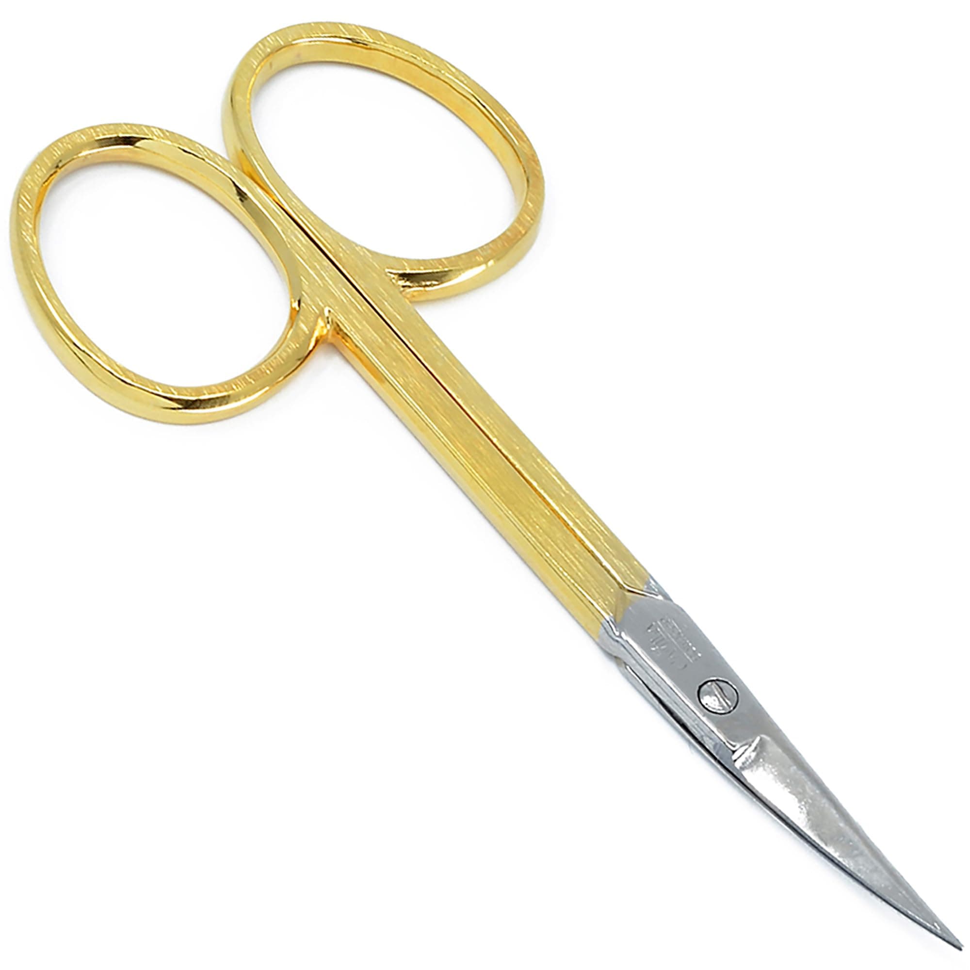 Camila Solingen CS05 3 1/2" Professional Hypoallergenic Gold Plated Combination Nail & Cuticle Manicure & Pedicure Sharp Curved Nail Cutting Scissors. Made of Stainless Steel in Solingen, Germany