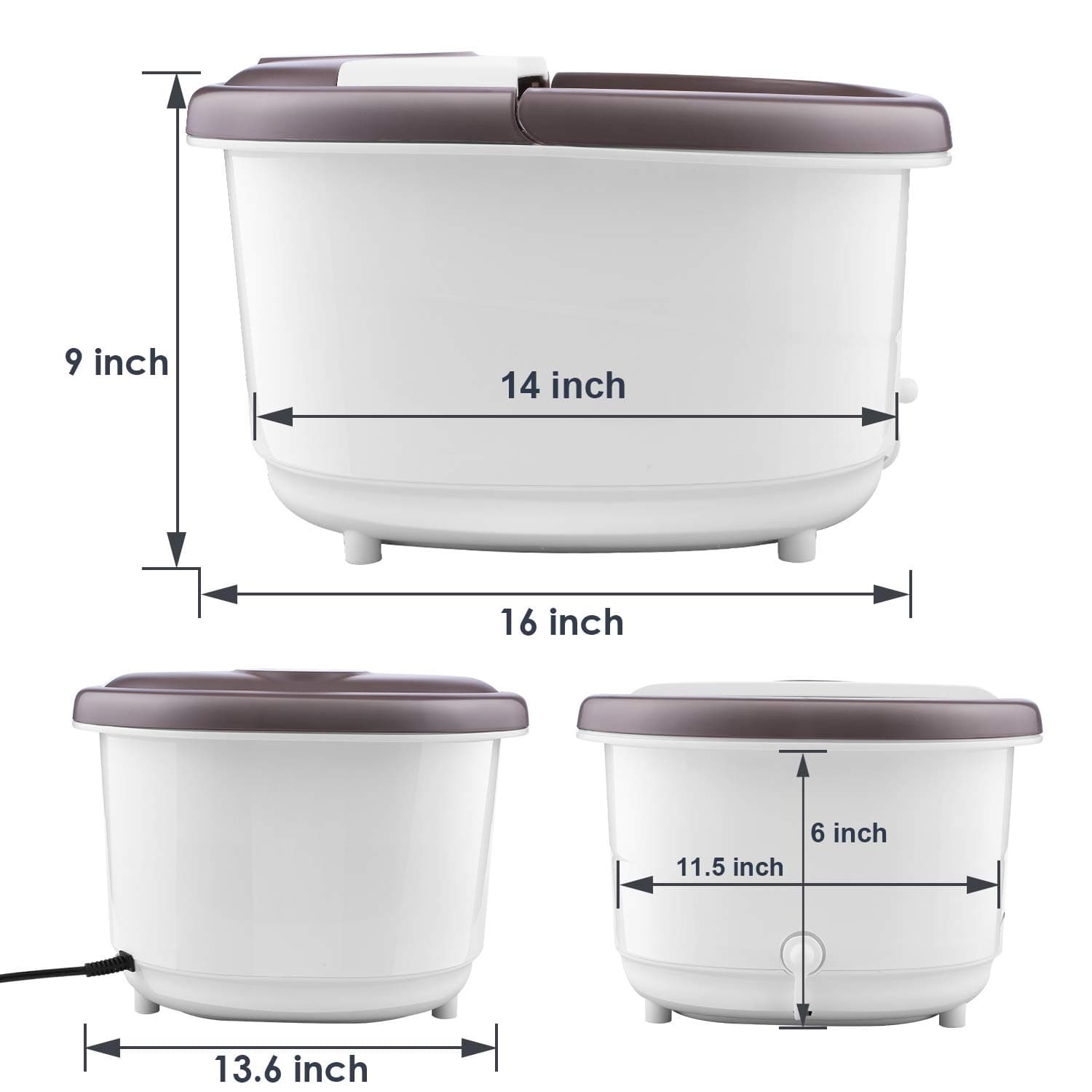 Foot Spa Bath Massager with Heat, Bubble Jets and 6 Electric Long Massage Rollers, Pedicure Stone Mani/Pedi Soak Tub Home Bucket Heating Foot shiatsu-spa Machine Relax Foot Pressure