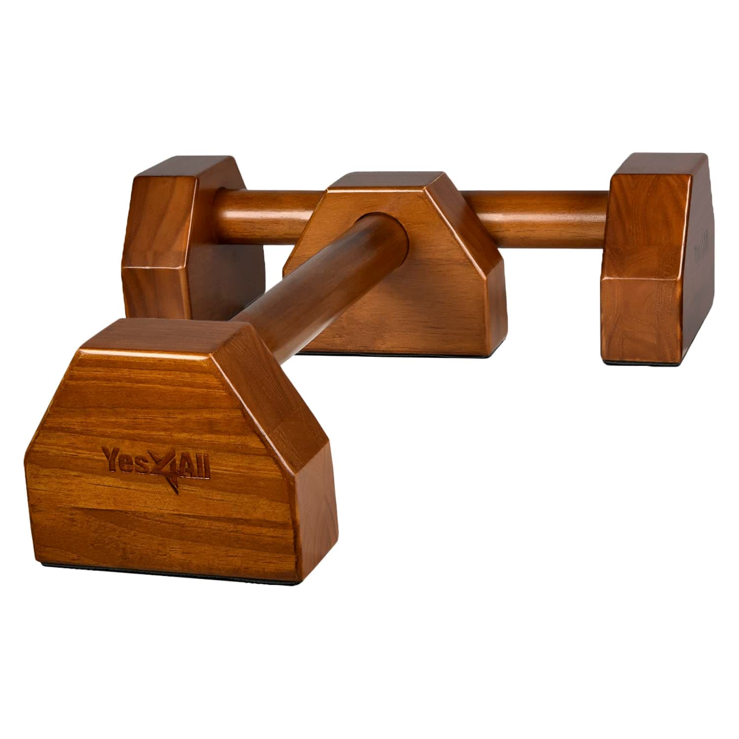 Yes4AllSteel/Solid Wood Push Up Stand Parallel Bars Parallettes Non-slip Rubber Feet For Floor Use, Supports Calisthenics Exercises and Upper Body Strength Workouts Perfect For Men And Women