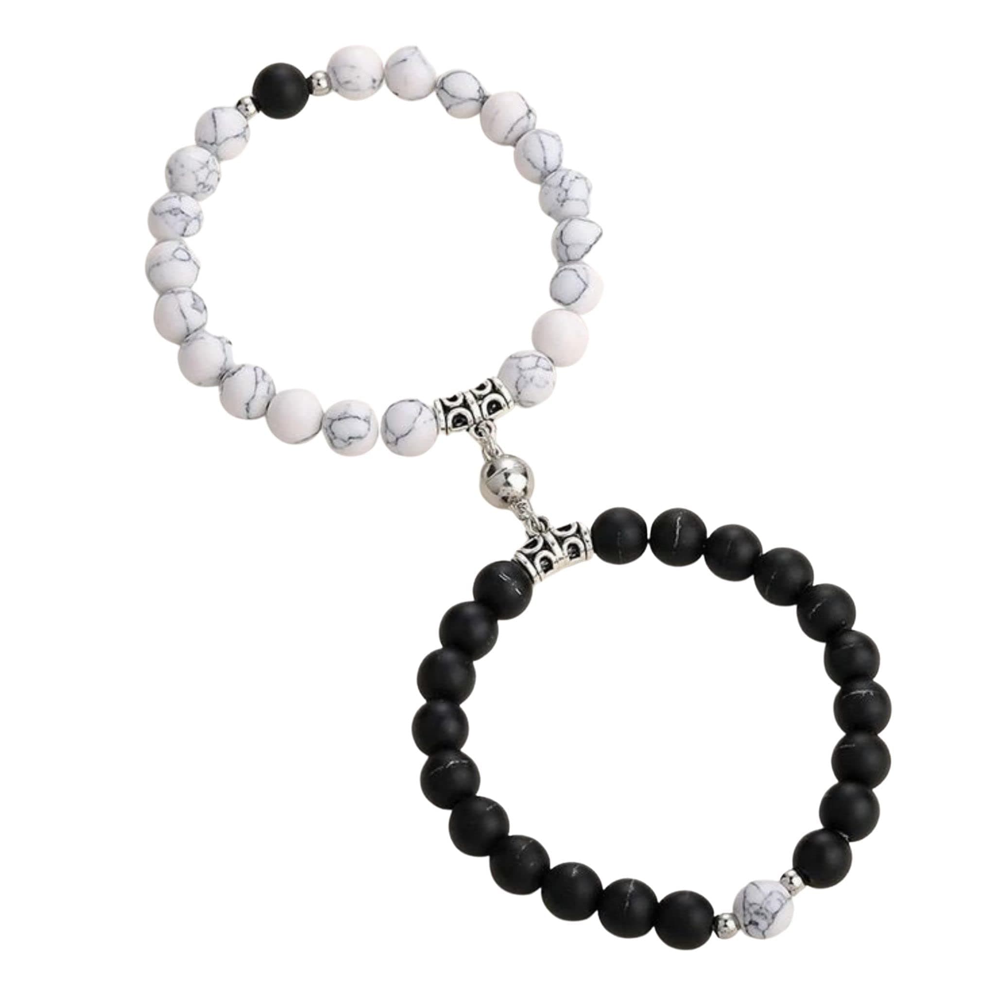 GenericDosti By Accessoo Friendship Day Special Couple bracelet for friends white and black bracelet with healing effects gift for best friend, girlfriend, lover, wife
