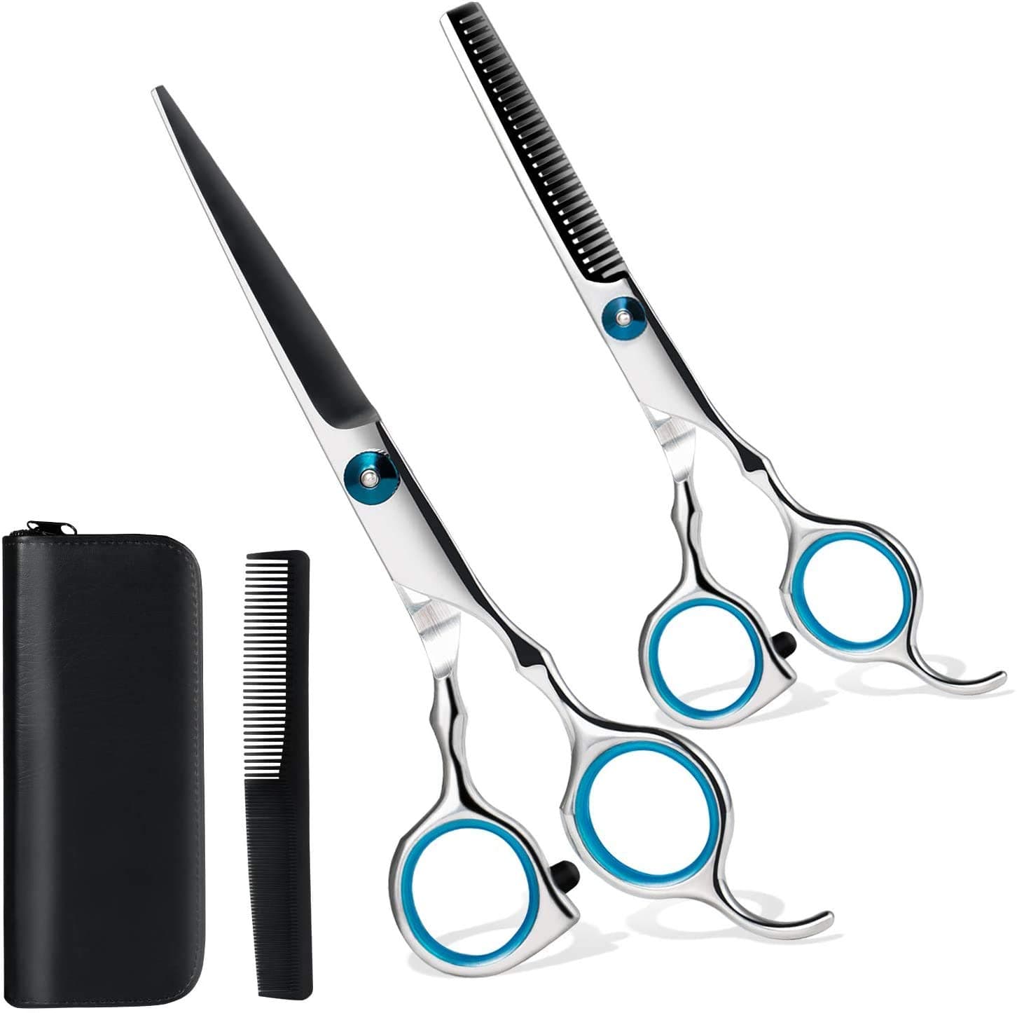 Hair Scissors Professional Hair Cutting Scissors Shears Set Hairdressing Scissors Barber Shear for Barber Salon Thinning Scissors Stainless Steel Scissors with Haircut Comb Hair Cutting Shears