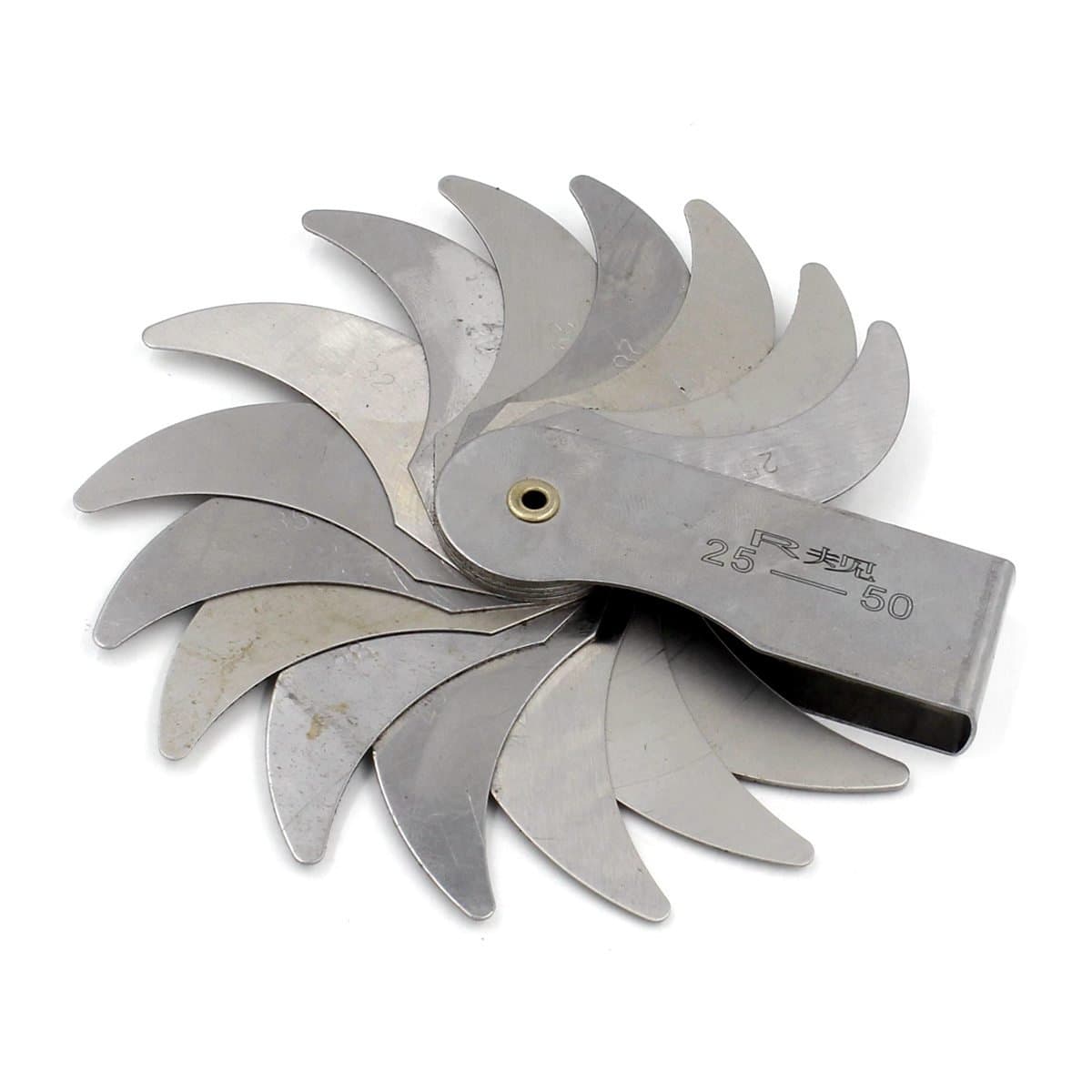 16 Blades Set Concave/Convex Arc Gage R25-50mm Inspection Tool Rustproof and Portable