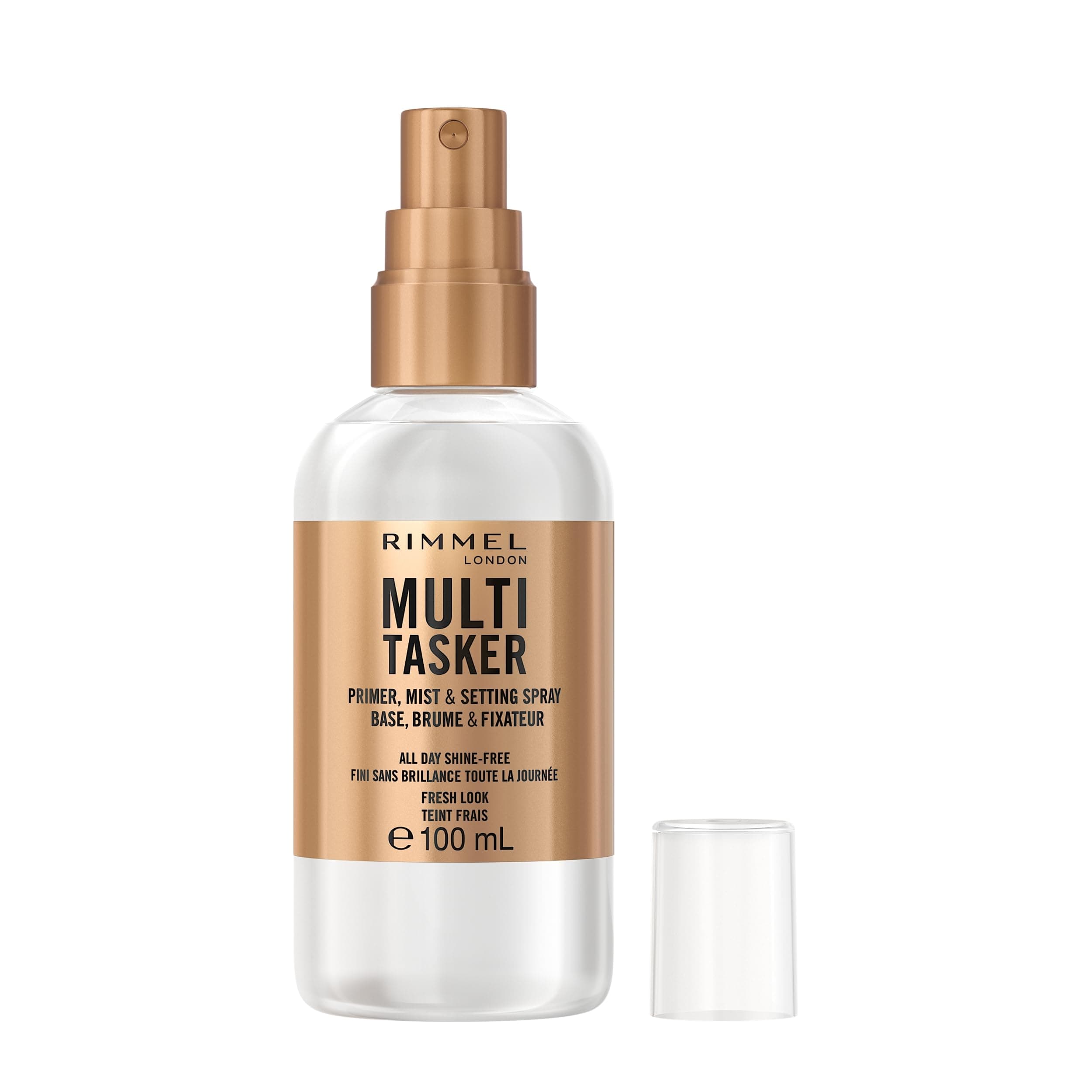 Rimmel Multi-Tasker Primer, Mist & Setting Spray, Shine-Free Finish, Primes Complexion, Refreshes Skin, All-Day Setting Power, Vegan Formula, 100 ml