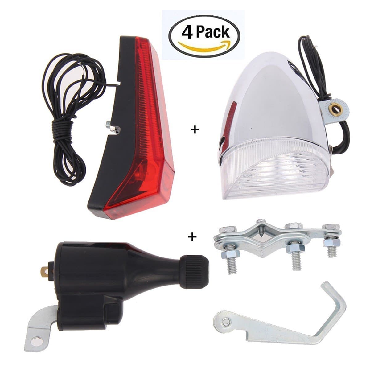 YOSPOSS LED Bike Lights Set Bicycle Waterproof -Cycling Dynamo Powered Headlight and Rearlight Bike Tail Light Bike Light Set Dynamo-Powered