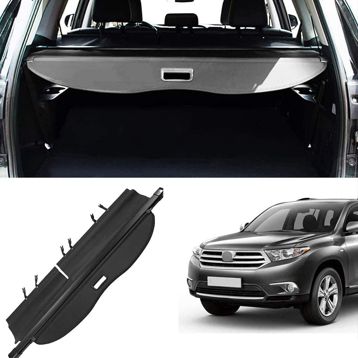 Cargo Cover Compatible with Highlander 2014 2015 2016 2017 2018 2019 Retractable Rear Trunk Cover Luggage Security Shield