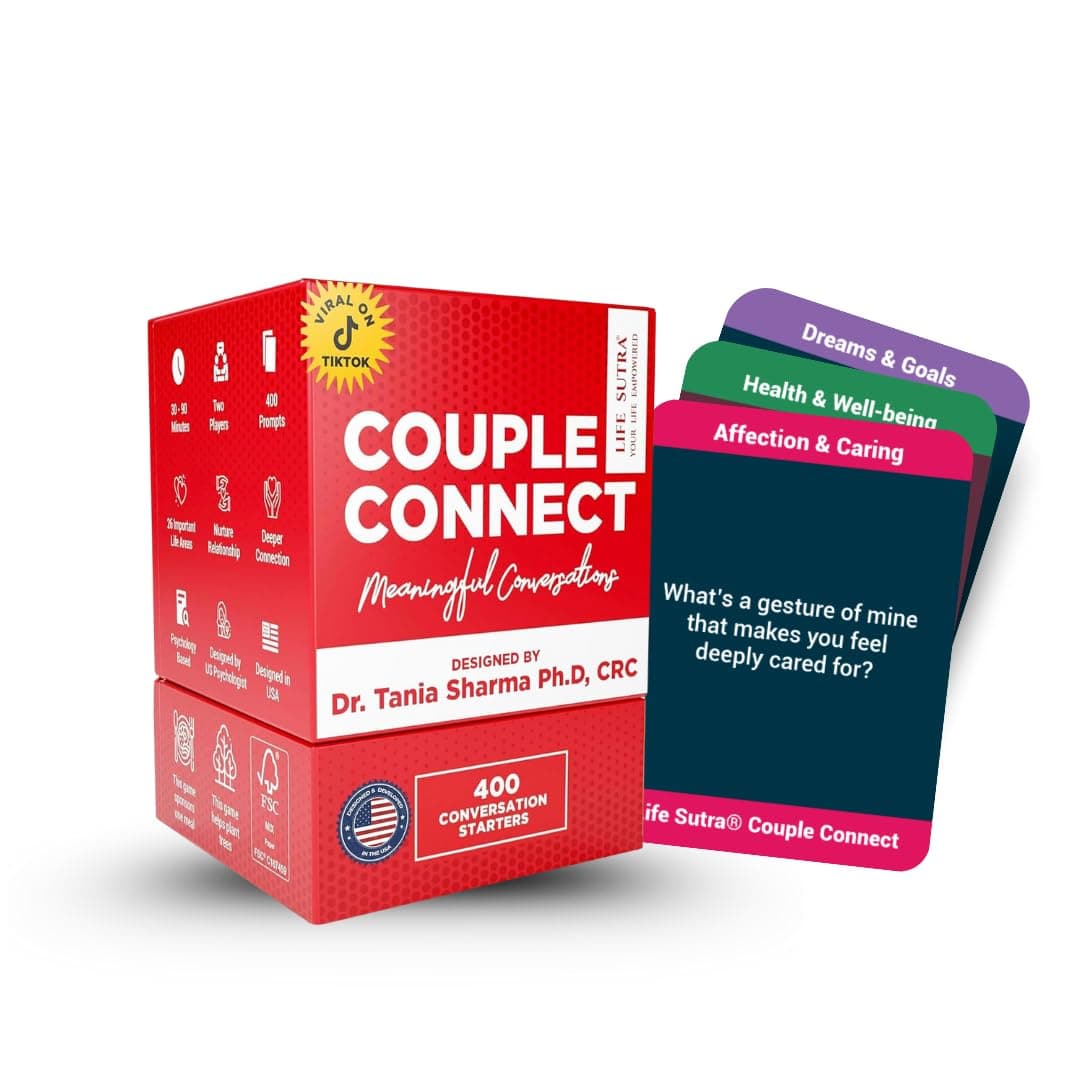 Life Sutra Couple Connect Game - 400 Thoughts Provoking Cards for Young Couples to Strengthen Communication, Build Trust, Enhance Emotional Bond - Ideal for Date Night, Newlyweds & Wedding Gifts