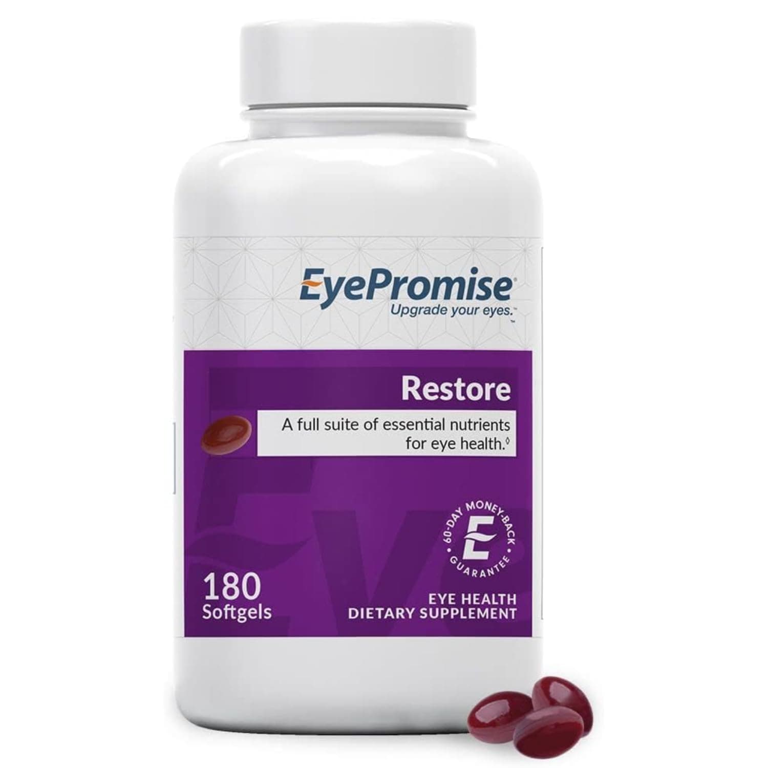 EyePromise Restore Supplement - 180 Softgel Capsules Containing Lutein, Vitamin C, Vitamin D, Vitamin E, Omega-3 Fish Oil, and Zeaxanthin - A Patented and Complete Eye Health Formula