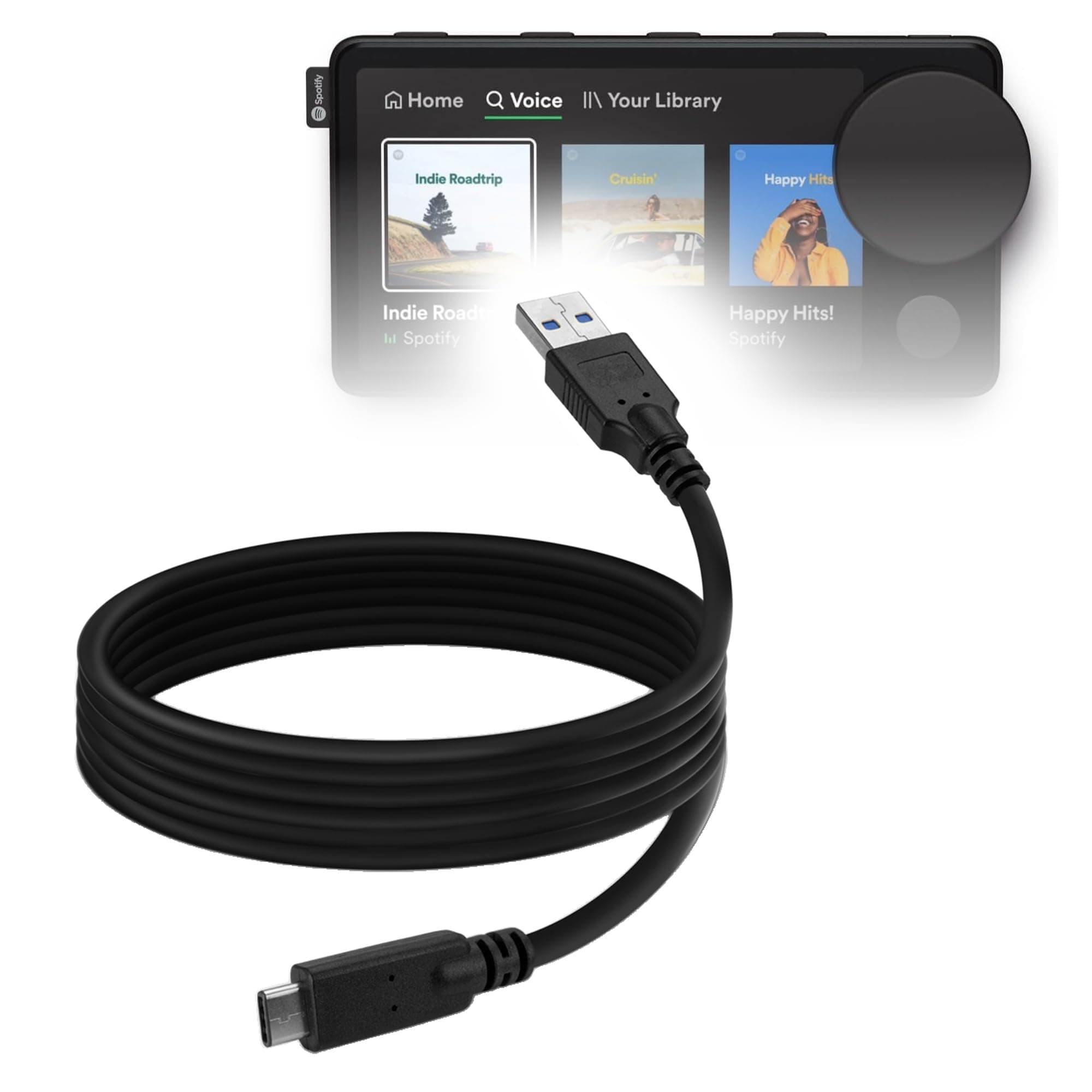 BoxWave Cable Compatible with Spotify Car Thing - DirectSync - USB 3.0 A to USB 3.1 Type C, USB C Charge and Sync Cable - 6ft - Black