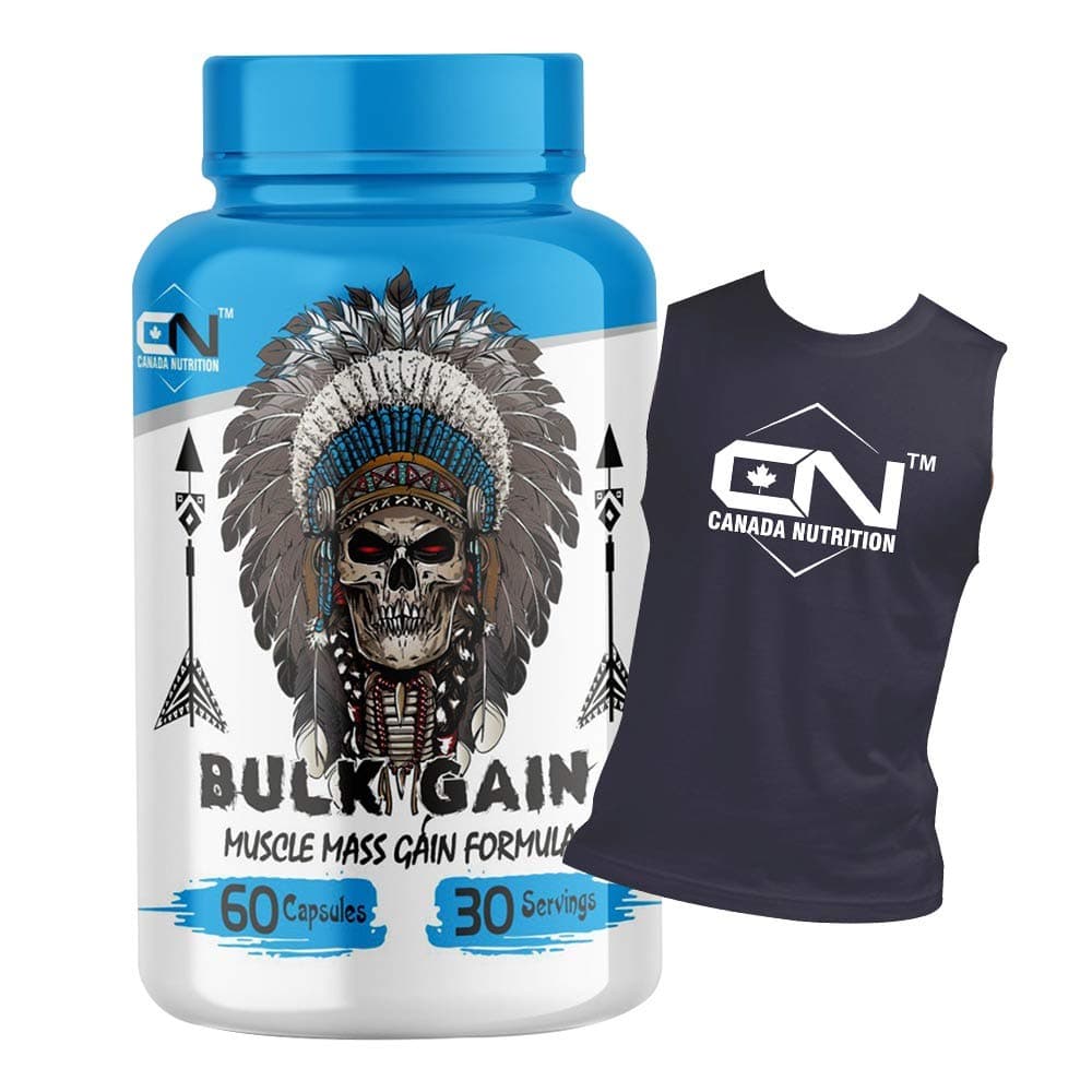 Canada Nutrition Bulk Gain Mass & Weight Gainer Capsule for Fast Weight & Muscle Gain, Muscle Growth, Stamina & Strength | Next Generation Mass & Weight Gainer For Men & Women - 60 Cap | Free T-Shirt