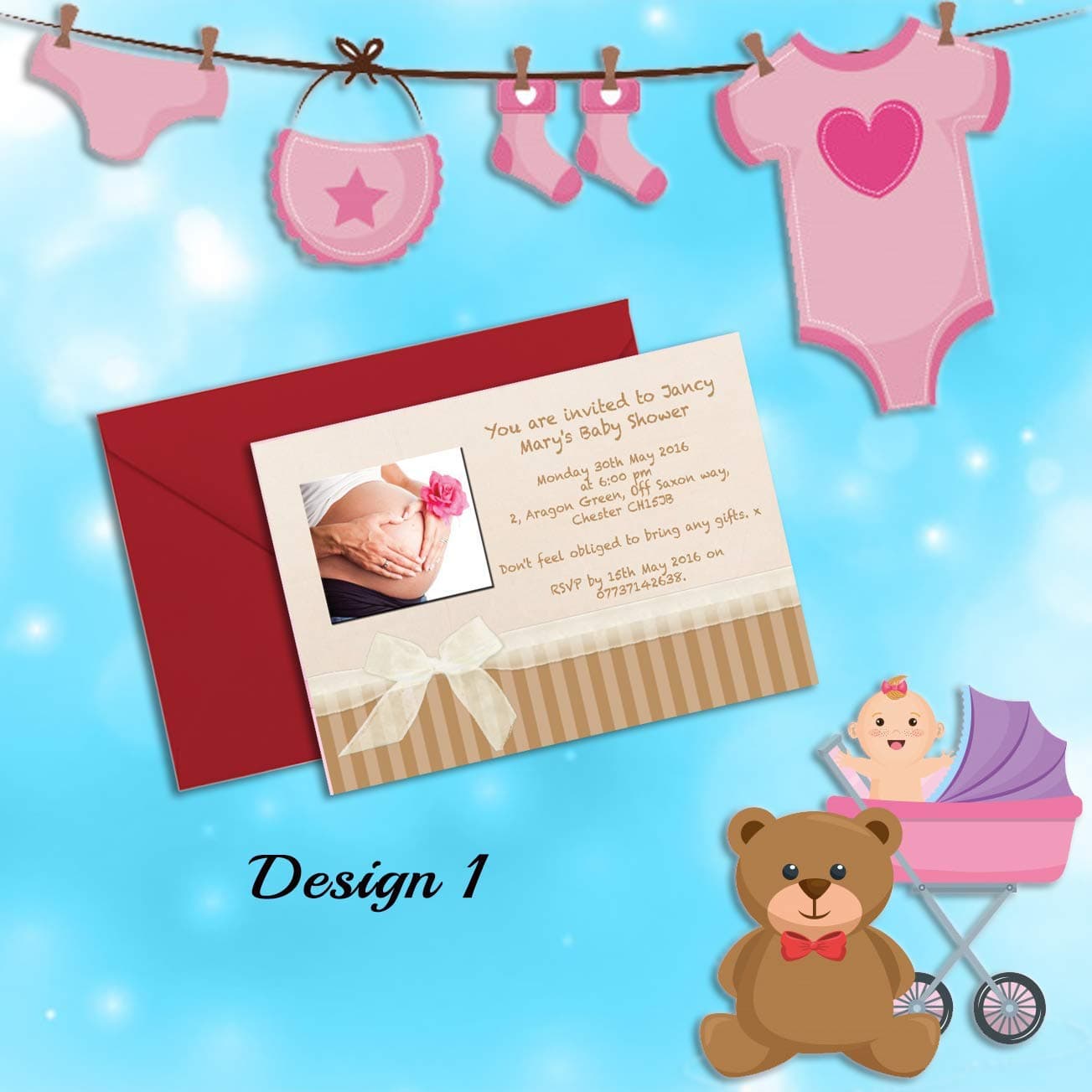 Personalised Baby Shower Invitations | Unisex Save the Date Baby Shower