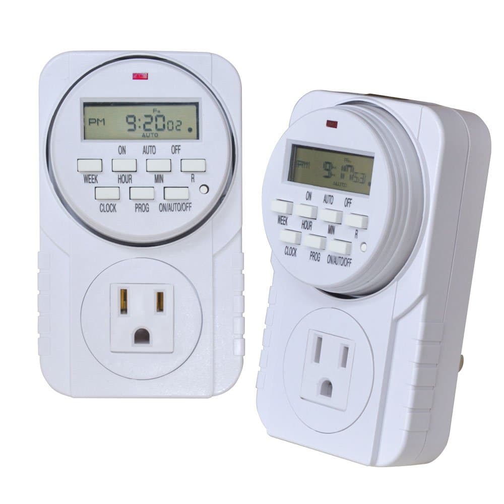 2-PACK 7 Day Heavy Duty Digital Programmable Timer -UL Listed & Grounded 3-Pin Plug, High Accuracy & Stability