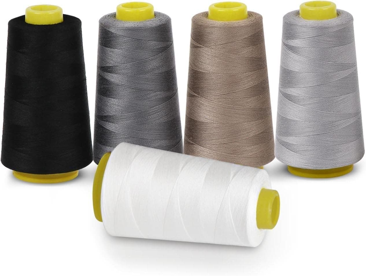 ilauke 5 x Spools of Polyester Sewing Thread for Sewing Machines, 13715 Metres, Perfect for Embroidery/Quilting/Hand and Machine