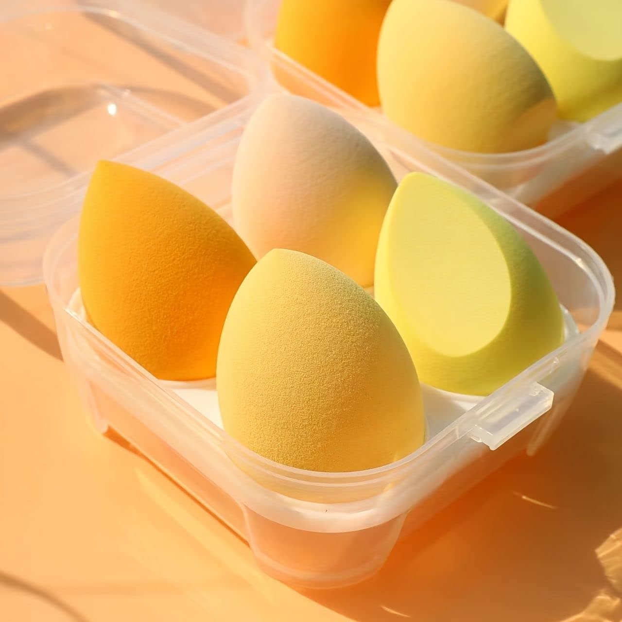 Beauty Blender Sponge, 4 pc Pack, Foundation Blending Sponge Ideal for women Makeup Highlighters, Powder, Cream or Liquid Application (Yellow)