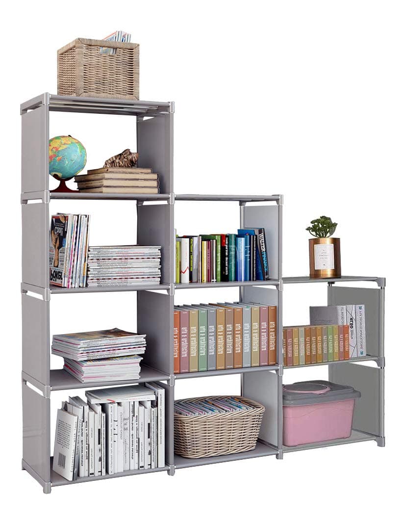 besilence Kids 9 Cubes Bookcase Toy Closet Storage Organizers Bookshelf 4 Tier Office Book Shelf DIY Shelving Cabinet Shelves for Office