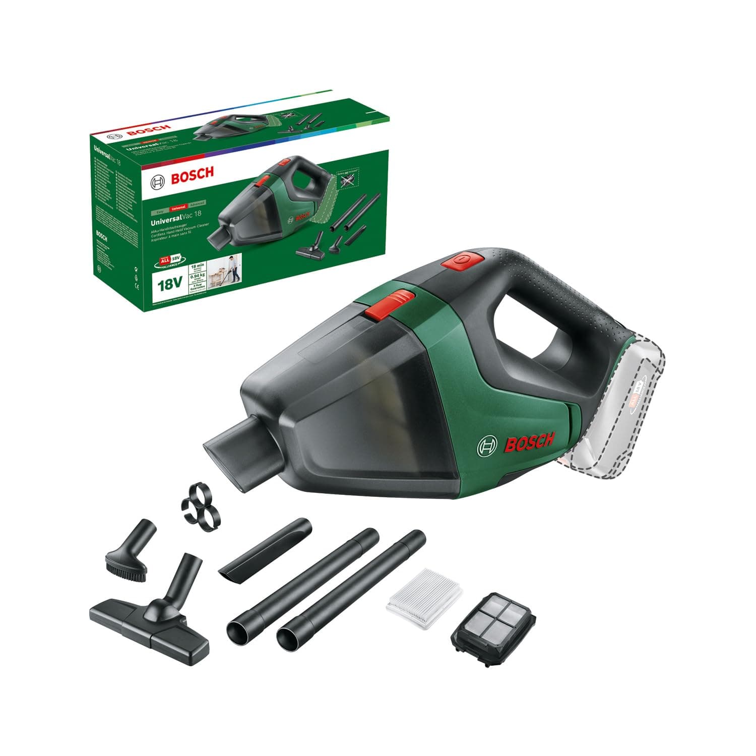 Cordless Vacuum Cleaner UniversalVac 18 (without battery, 18 Volt System, in Carton Packaging)