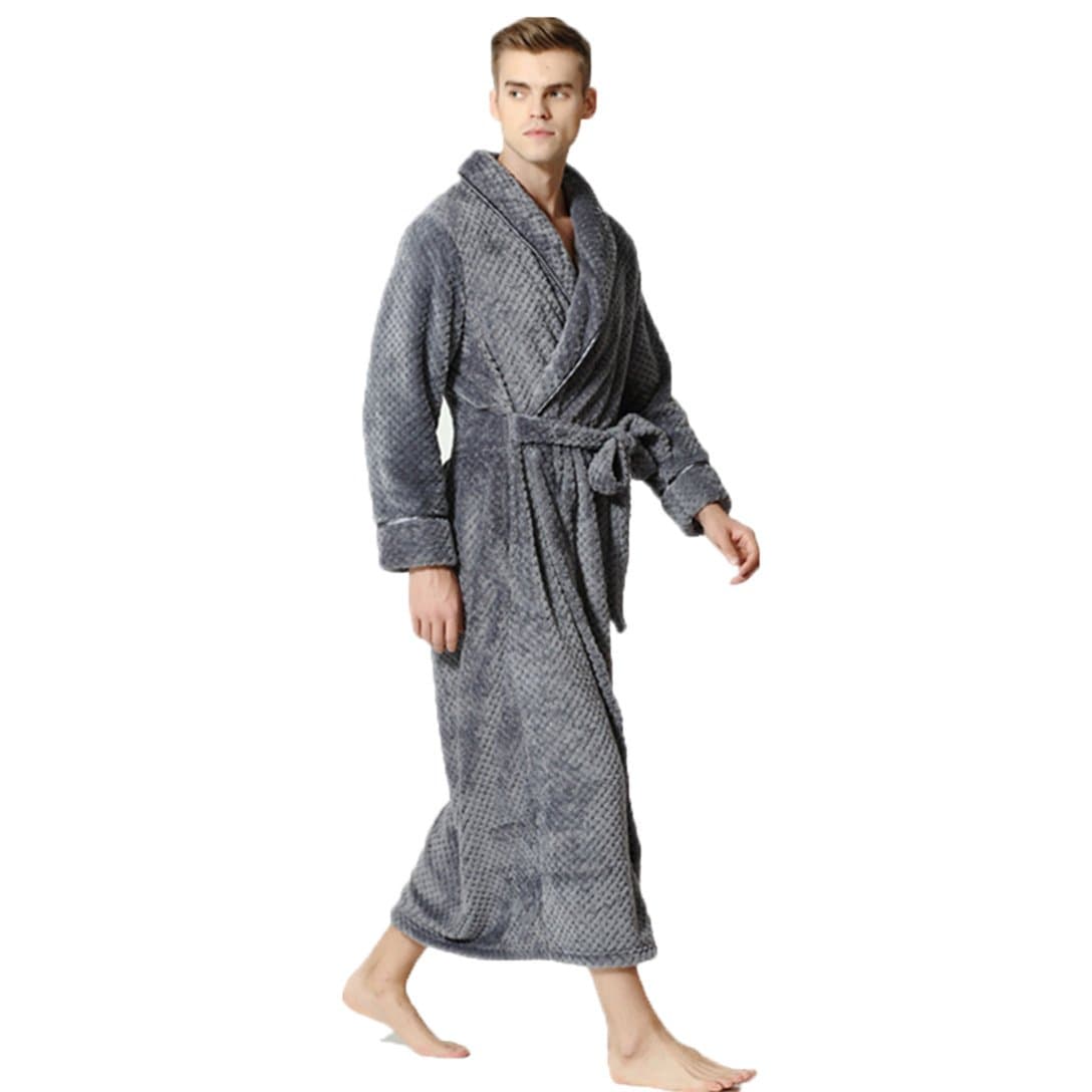 LJ Sport Nightgown Mens Boys Winter Flannel Fleece Dressing Gown Full Long Fluffy Loungewear Bathrobe