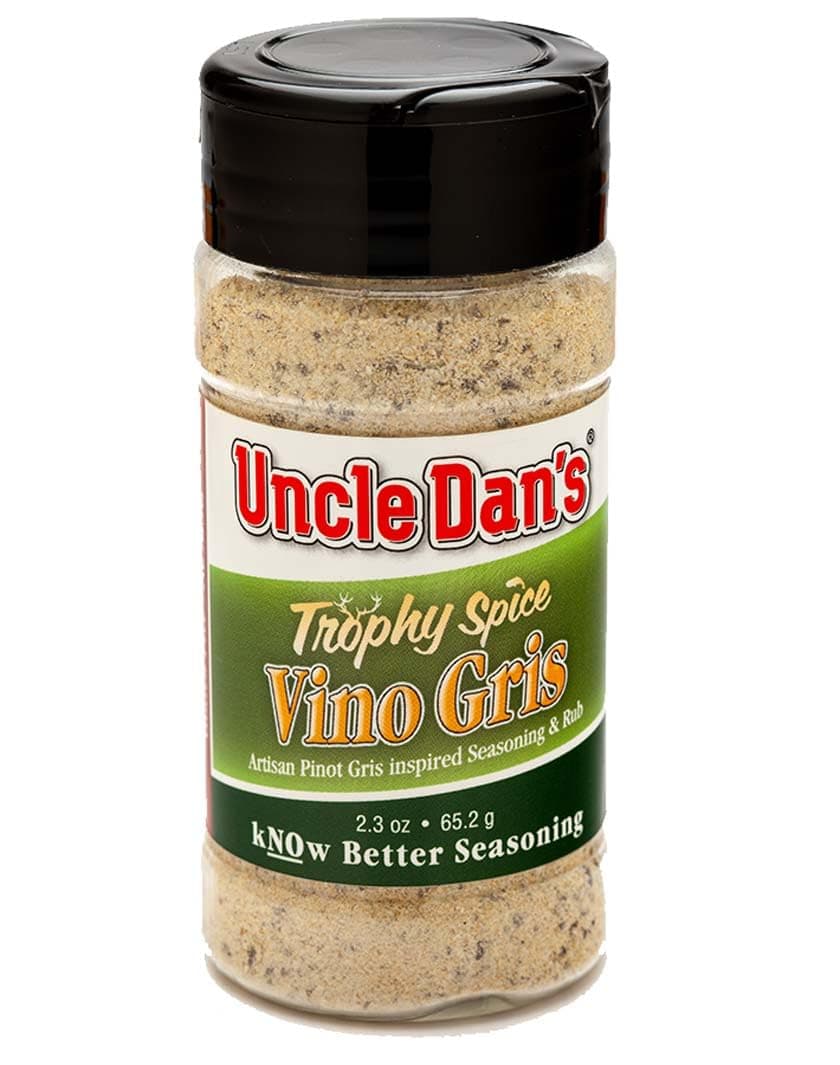 Uncle Dan’s Vino Gris - Artisan Pinot Gris Inspired Seasoning & Rub - Light Fruity Flavor Enhancer for Seafood, Pork, and Chicken, 2oz Shaker