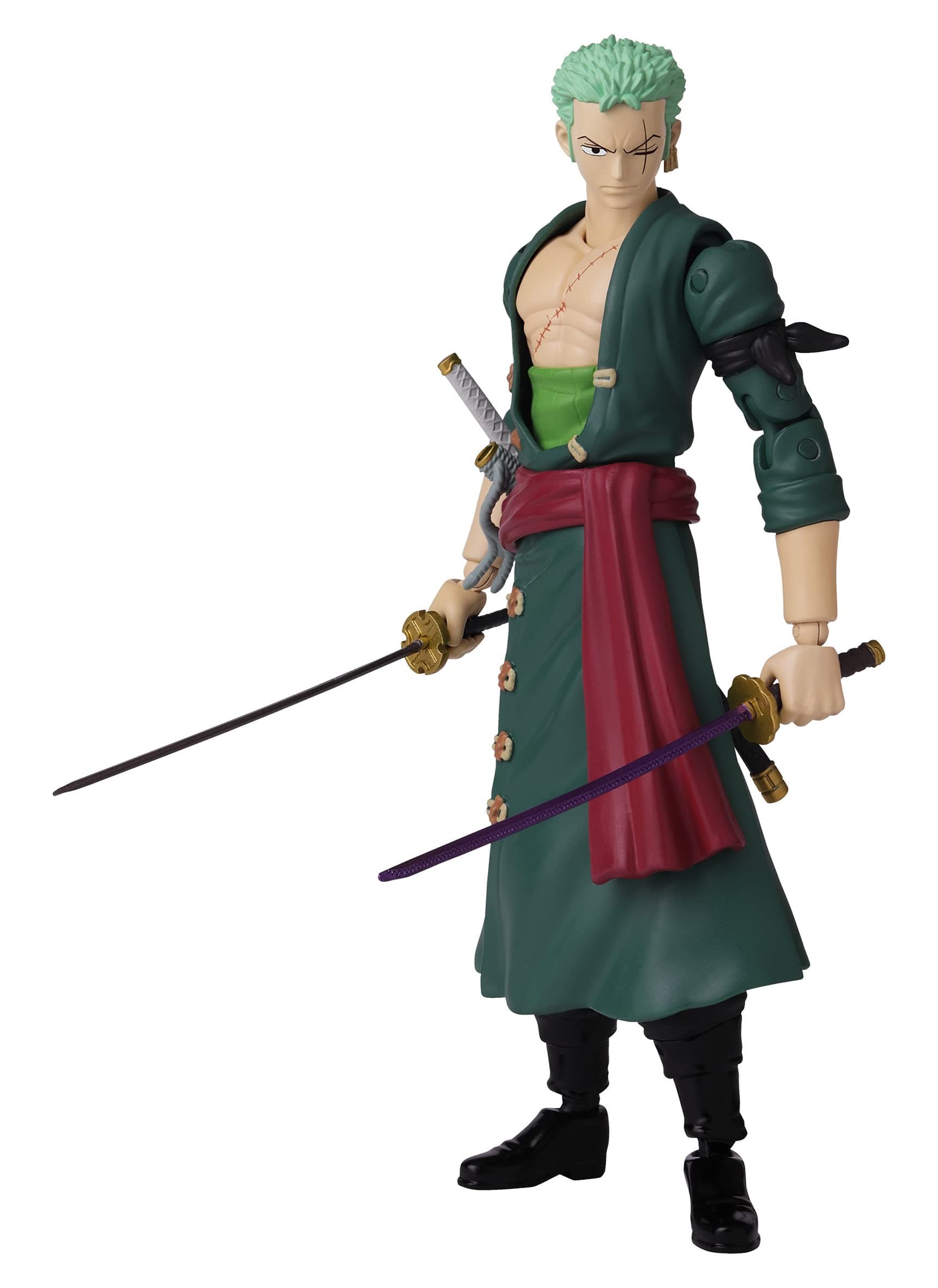 ANIME HEROES One Piece Figures Roronoa Zoro Action Figure, Articulated Zoro Anime Figure With Swappable Arms And Faces, Bandai One Piece Action Figures Pirate Toys Range, 17 cm