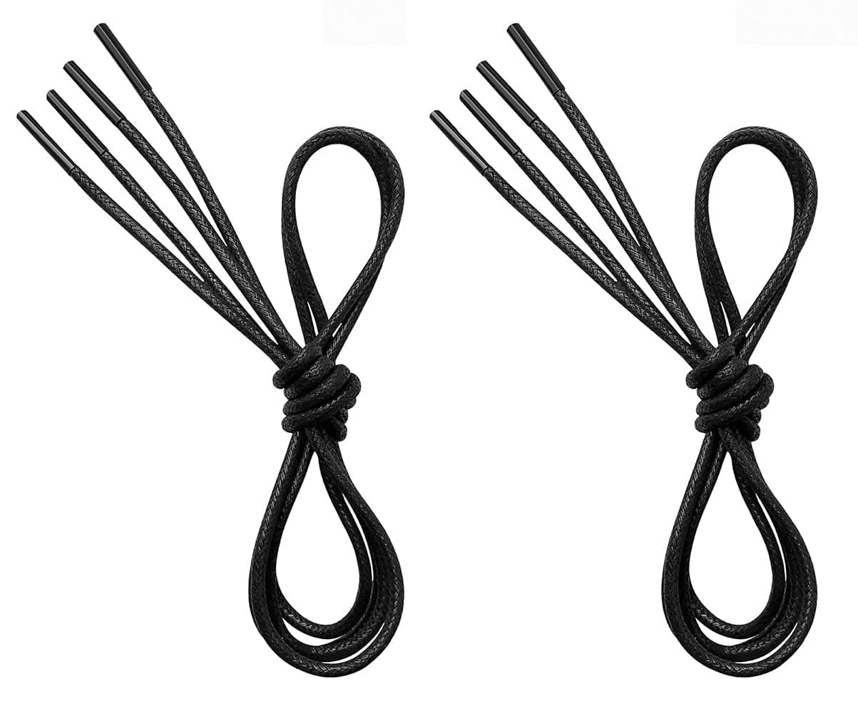2 Pairs Waxed Round Dress Shoelaces, 1/8" Thin Formal Business Oxford Shoe Lace for Men or Women’s Chukka/Desert Boots