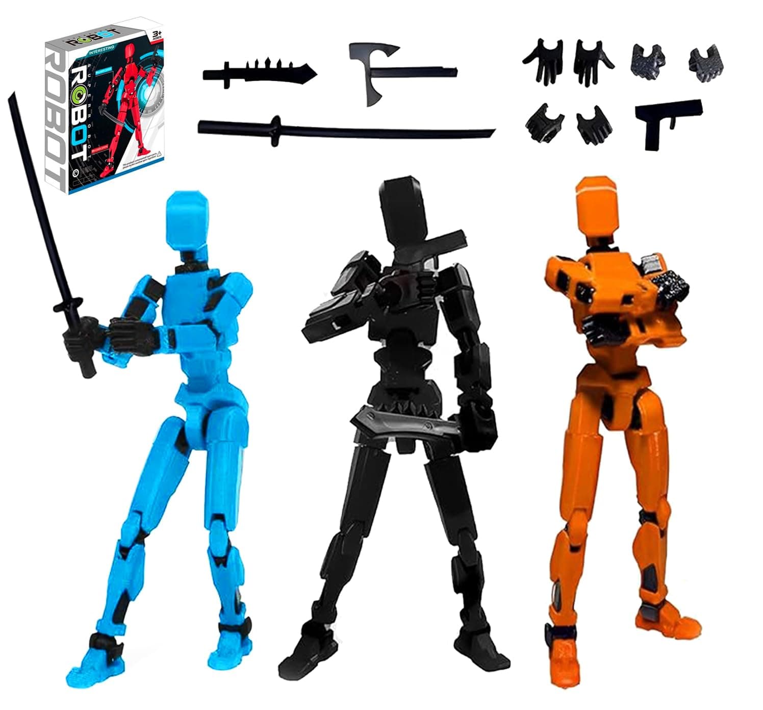 (Assembly Completed) T13 Action Figure Set, Titan 13 Robot Action Figure 3D Printed robo 13 Action Fidget Toys Figure Articulated,Lucky 13 Action Figure, Nova 13 Action Figure Dummy 13 Action Figure