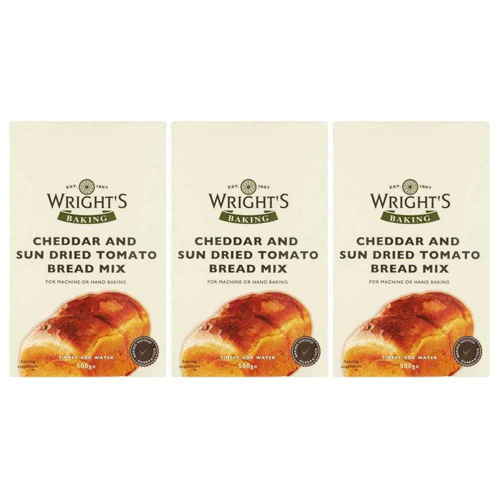 Wright's Baking Cheddar & Sun Dried Tomato Bread Mix 500g (Pack of 3)