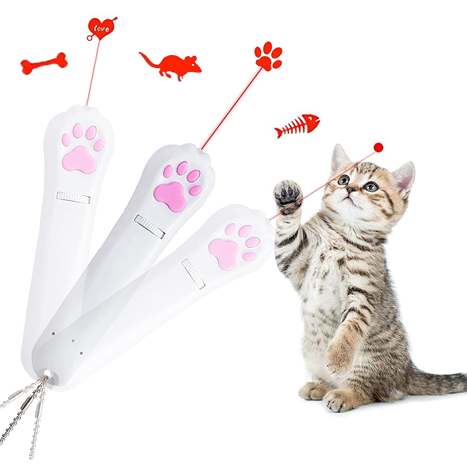 HEUIZHI Cat Catch Interactive Toys USB Charging 5 Pattern Red LED Projection Pointer  Chasing Toy Cat Toys for Indoor Pet Training Supplies