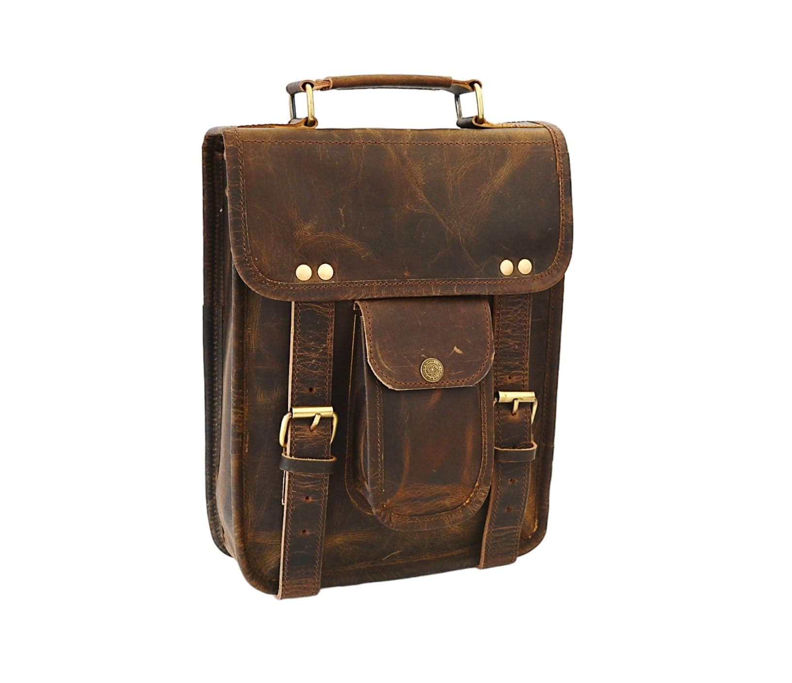 Men's Genuine Leather Small Briefcase Messenger Satchel Ipad Tab Tablet Bag 11 compatible with Apple product