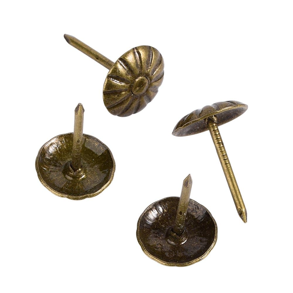 Upholstery Tacks Furniture Nails Pins 150pcs (Antique Brass Daisy)