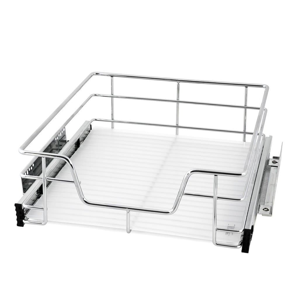Evergohome Pull Out Wire Storage Drawer Basket Steel Wire Chrome Plated Roll Out Storage Drawers for Kitchen or Bathroom-Wardrobe Cabinet Cupboard Organiser-Suitable for 50 cm External Wide Kitchen