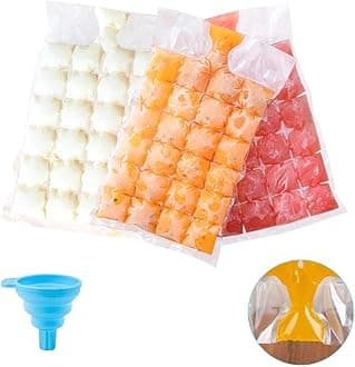 (100 pieces) Ice Cube Disposable Bags with Silicone Funnel, Single Use Ice Cube Bags, Summer Drink Tool