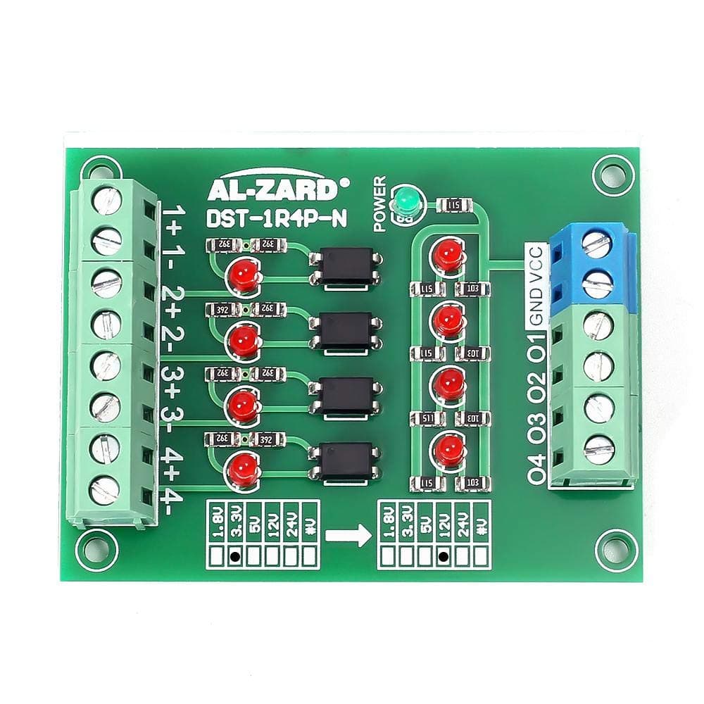 3.3V to 12V PLC Signal Converter Module, 4 Bit Optocoupler Isolator Maluokasa DST-1R4P-N Converter Board PNP NPN to NPN